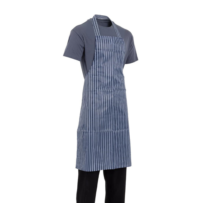 Whites Waterproof Bib Apron Blue Stripe - A580 - Simply Hospitality NZ